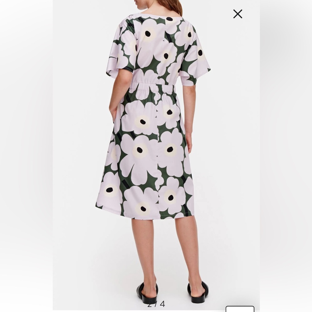 Marimekko Siloinen Pieni Unikko 2 Midi Dress Large NWOT Poppy - Picture 2 of 15